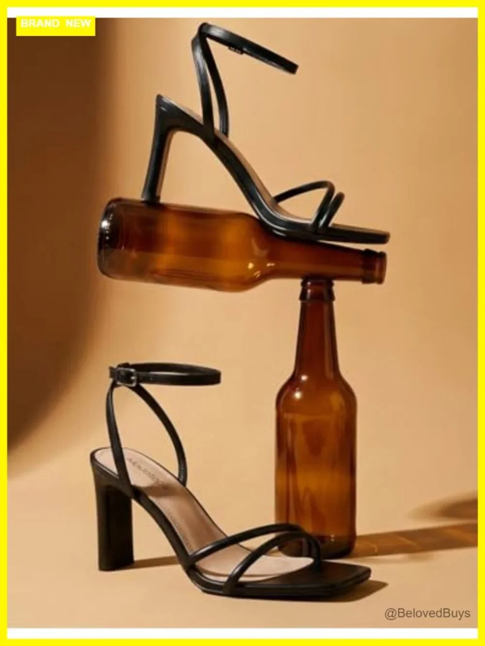 Women's Strappy Square Toe High Heel Sandals Ankle Strap Chunky Heels